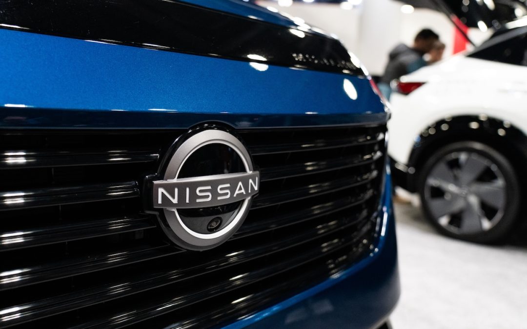 Nissan emblem on electric vehicle grille